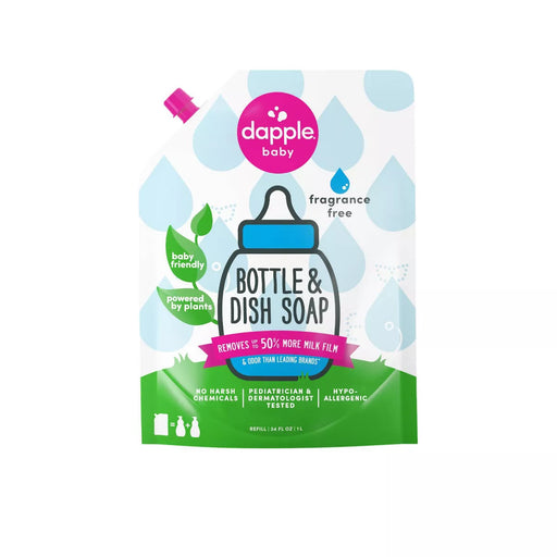 Dapple Bottle And Dish Liquid Soap Refill Fragrance Free - 34 fl oz