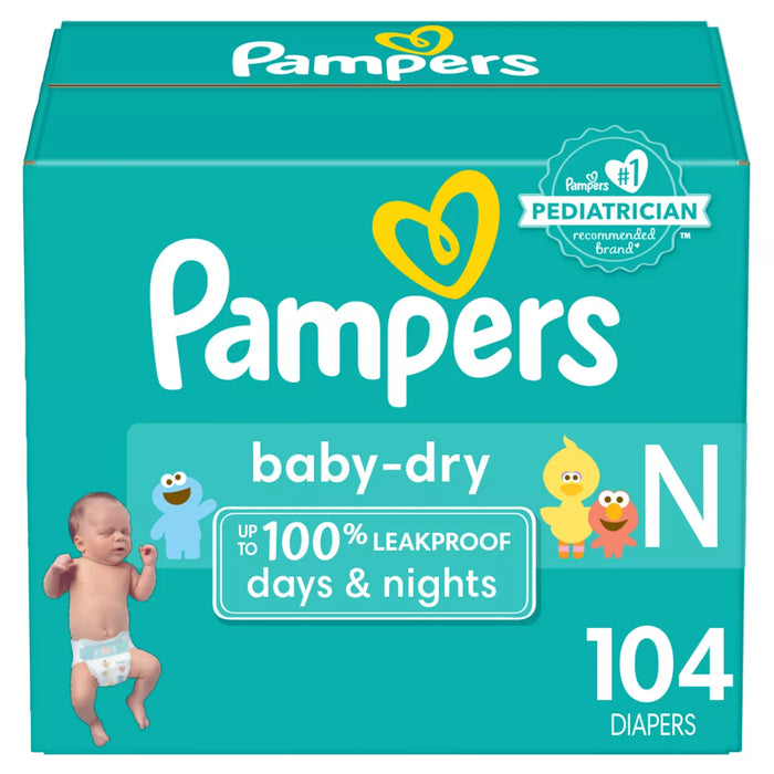 Pampers Baby Dry Diapers Newborn 104 Count
