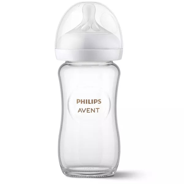 Philips Avent Glass Natural Baby Bottle With Natural Response Nipple 8oz. 1 pack