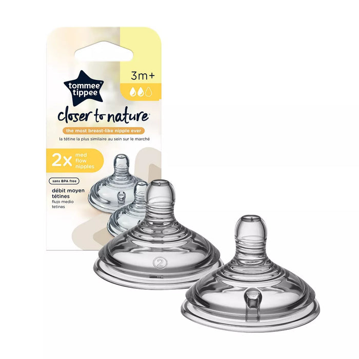 Tommee Tippee Closer To Nature Baby Bottle Nipples - 2pk