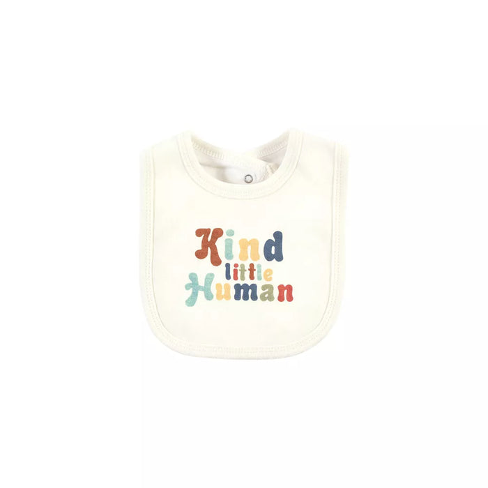 Hudson Baby Cotton Bodysuit, Pant and Bib Set, Kind Human