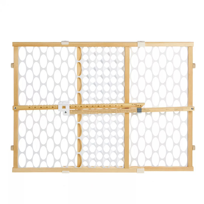 Toddleroo Quick Fit Oval Mesh Baby Gate - Natural Wood - 26"-42" Wide