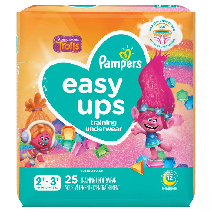 Pampers Easy Ups Training Underwear Girls Size 4 2T-3T 25 Count 