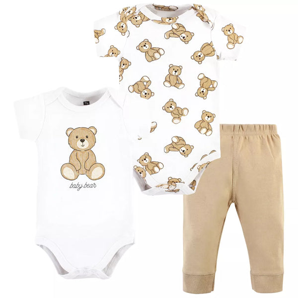 Hudson Baby Cotton Bodysuit and Pant Set, Teddy Bears