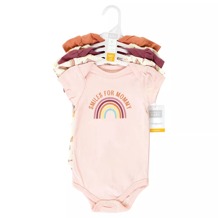 Hudson Baby Cotton Bodysuits, Sunshine Rainbows 5 Pack