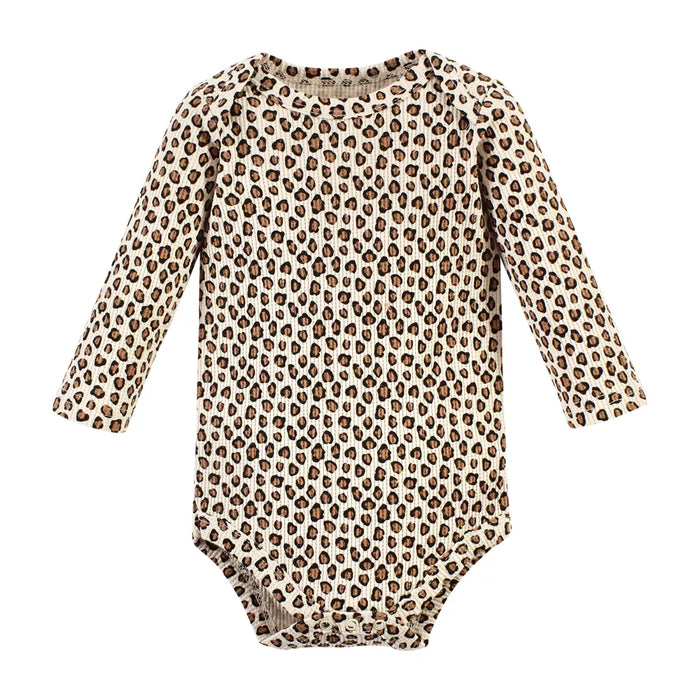 Hudson Baby Thermal Long Sleeve Bodysuits, Buffalo Plaid Leopard, 5-Pack
