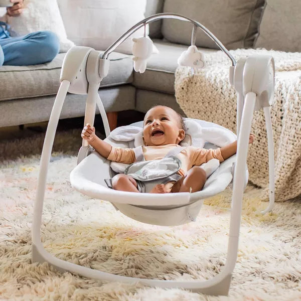 Ingenuity Comfort 2 Go Compact Portable Baby Swing with Music Cuddle Lamb