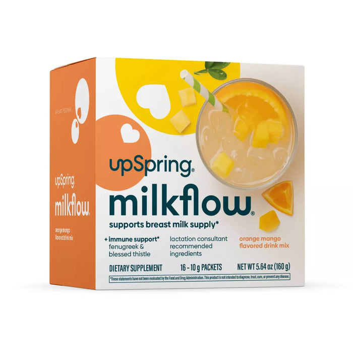 Upspring Milkflow Drink Mix, Fenugreek, Orange Mango (immunity), 16 CT