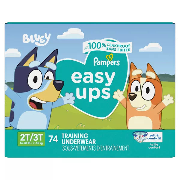 Pampers Easy Ups Training Underwear Boys Size 4 2T-3T 74 Count 