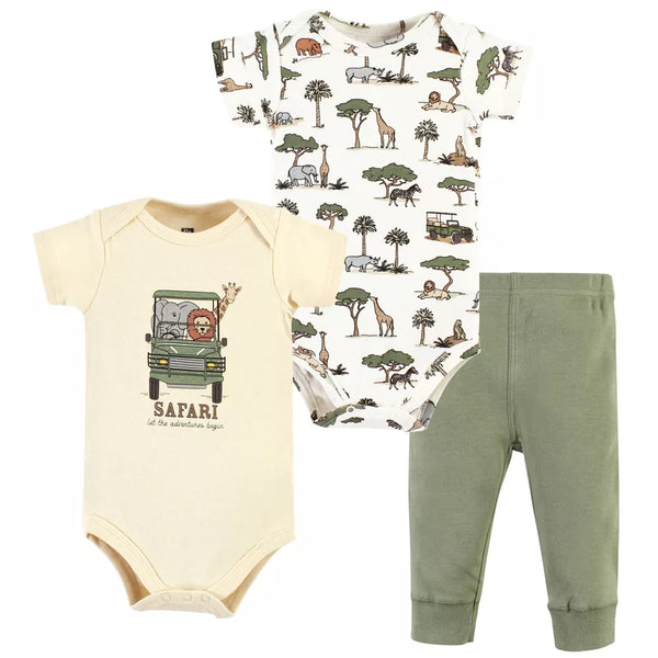 Hudson Baby Cotton Bodysuit and Pant Set, Going On Safari