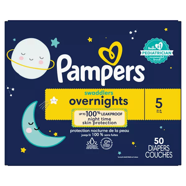 Pampers Swaddlers Overnights Diapers Size 5 50 Count