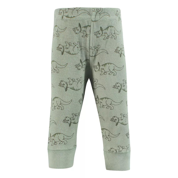 Hudson Baby Thermal Tapered Ankle Pants 4 Pack, Sage Dinosaur