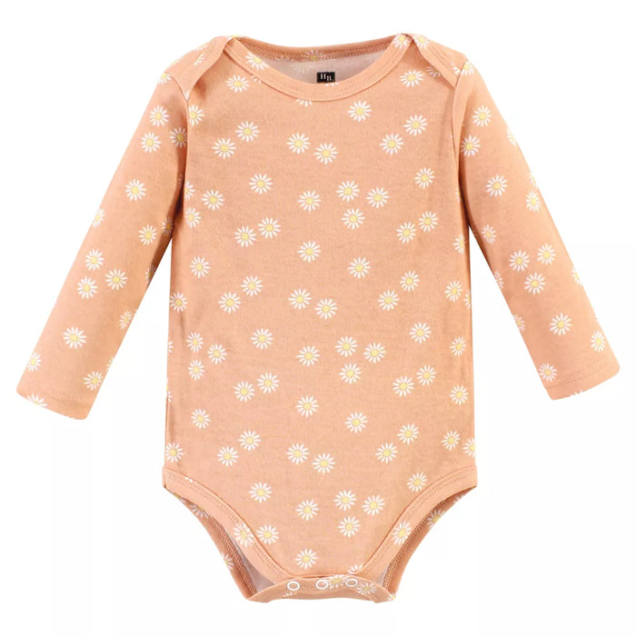 Hudson Baby Cotton Long-Sleeve Bodysuits, Peace Love Flowers, 5-Pack