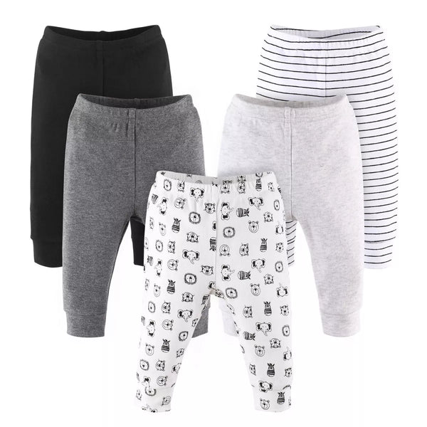 The Peanutshell 5-Pack Baby Pants, Gray Safari Animals