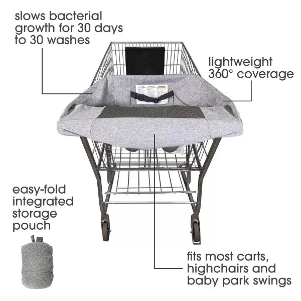 Boppy Compact Antibacterial Shopping Cart Cover, Gray