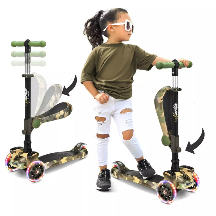 Hurtle ScootKid 3 Wheel Child Toddler Toy Scooter with LED Wheel Lights (2 Pack)