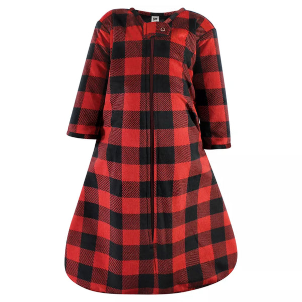 Hudson Baby Long Sleeve Plush Faux Fur Wearable Blanket, Buffalo Plaid