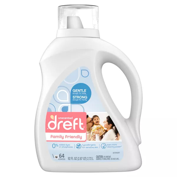 Dreft Family Friendly Unscented Liquid Baby laundry Detergent 64 LD