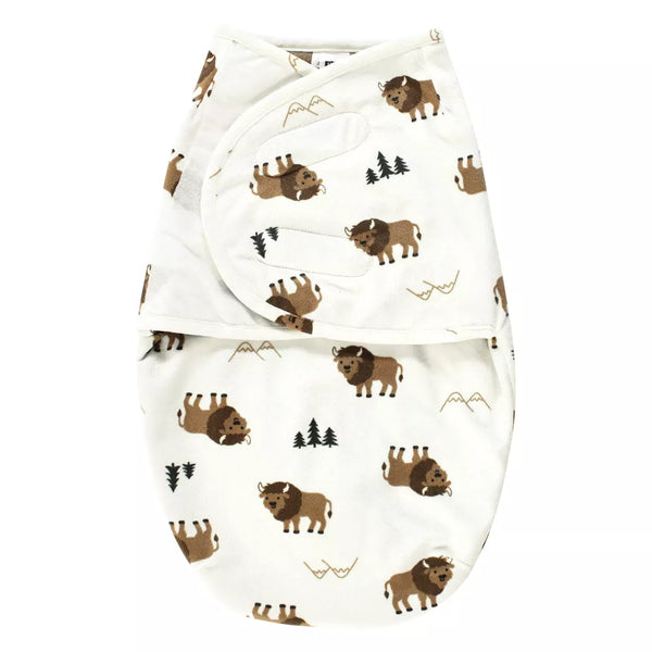 Hudson Baby Plush Faux Fur Swaddle Wrap, Wild Buffalo, 0-3 Months