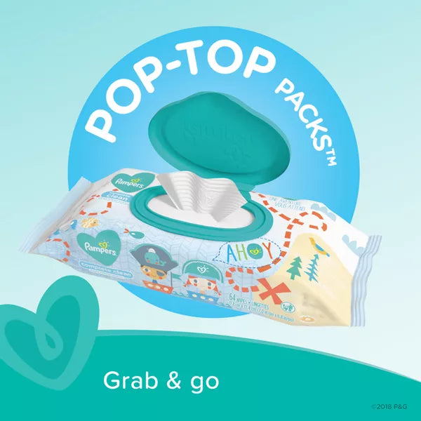 Pampers Baby Clean Wipes Baby Fresh Scented 1X Pop-Top 72 Count