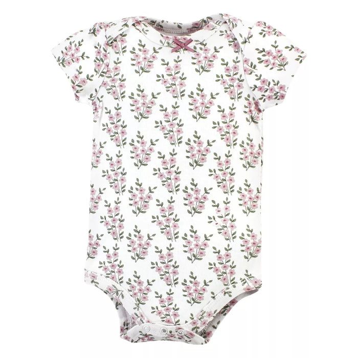 Hudson Baby Cotton Bodysuits, Plum Wildflower 5 Pack