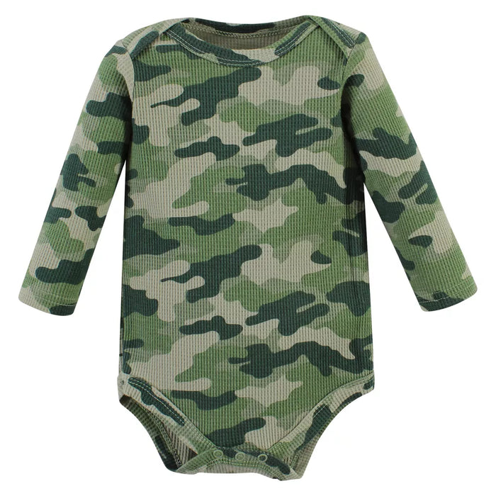 Hudson Baby Thermal Long Sleeve Bodysuits, Basic Camo, 5-Pack