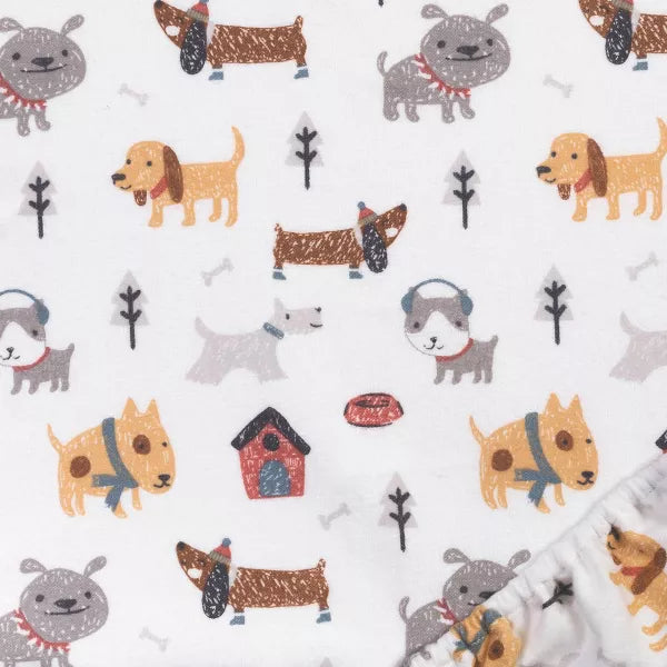Trend Lab Dog Park Deluxe Flannel Fitted Crib Sheet