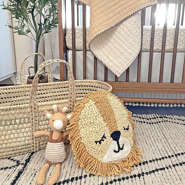 Crane Baby Embroidered Round Throw Pillow - Kendi Lion