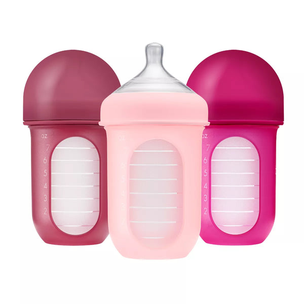 Boon Nursh Silicone Baby Bottles with Collapsible Silicone Pouch - 8 fl oz/3pk