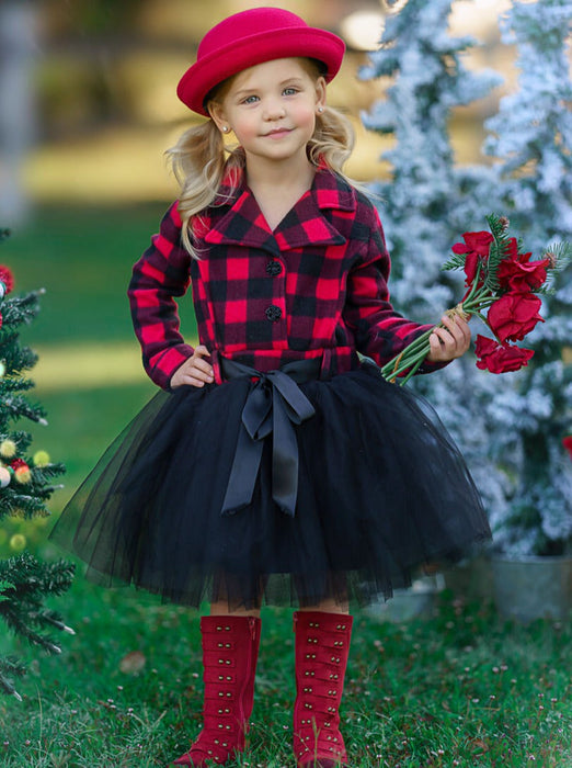 Mia Belle Girls Pretty Plaid Blazer Tutu Dress