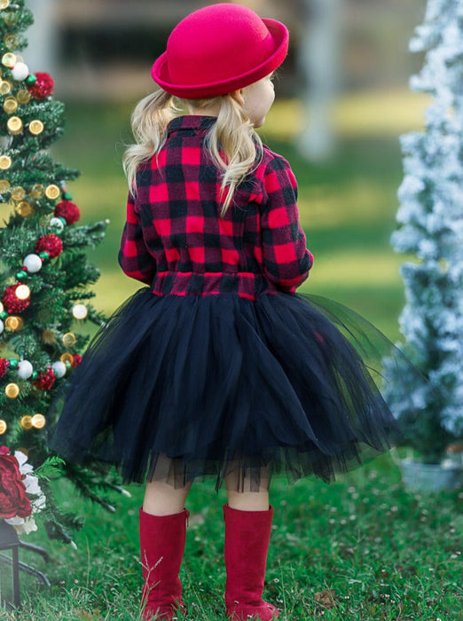 Mia Belle Girls Pretty Plaid Blazer Tutu Dress