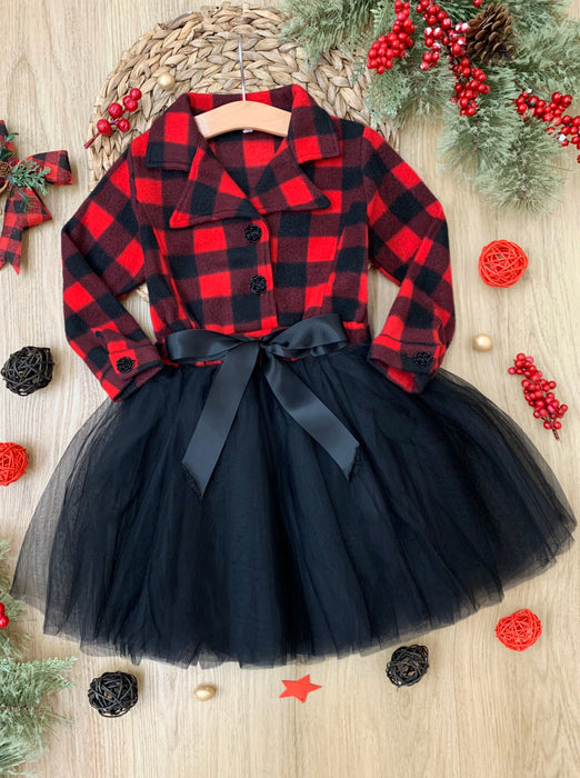 Mia Belle Girls Pretty Plaid Blazer Tutu Dress