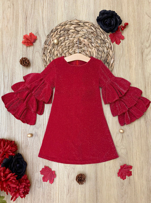 Mia Belle Girls Scarlet Glow Tiered Sleeve Dress