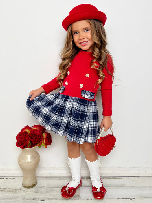 Mia Belle Girls Feeling The Festive Air Pleated Plaid Dress