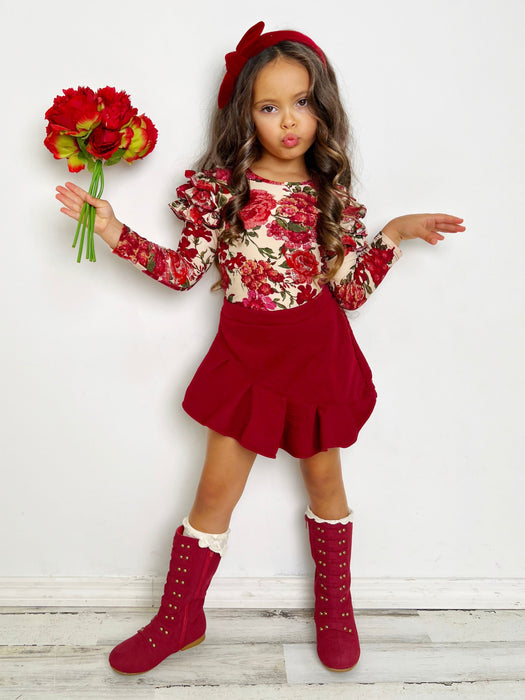 Mia Belle Girls Totally Blooming Floral Top and Ruffle Skirt Set