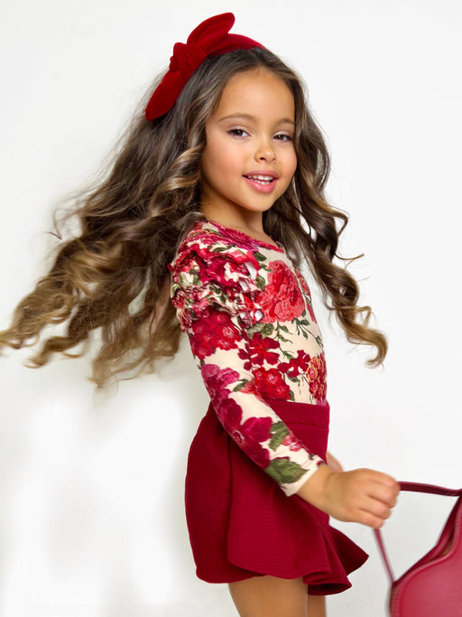 Mia Belle Girls Totally Blooming Floral Top and Ruffle Skirt Set