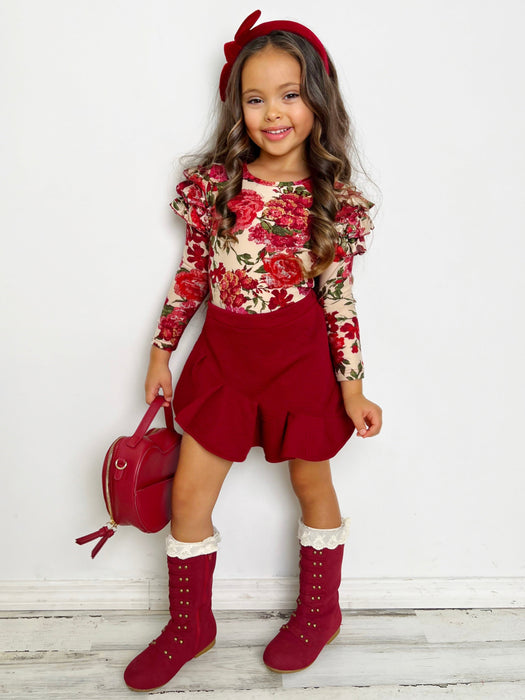 Mia Belle Girls Totally Blooming Floral Top and Ruffle Skirt Set