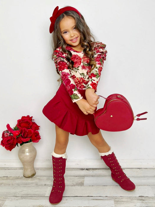 Mia Belle Girls Totally Blooming Floral Top and Ruffle Skirt Set