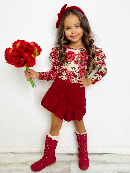 Mia Belle Girls Totally Blooming Floral Top and Ruffle Skirt Set