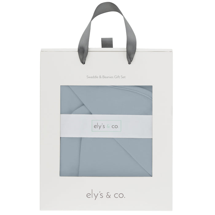 Ely's & Co. Jersey Knit Cotton Swaddle Blanket and Beanie Gift Set