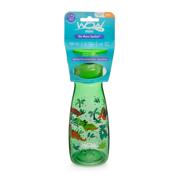 WOW CUP Mini - Green Dinosaurs, 12 oz/350 ml