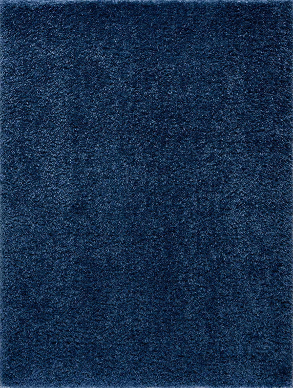 Hauteloom Faina Solid Dark Blue Shag Rug Washable