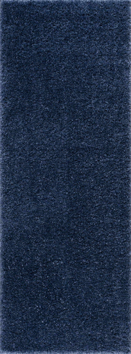 Hauteloom Faina Solid Dark Blue Shag Rug Washable