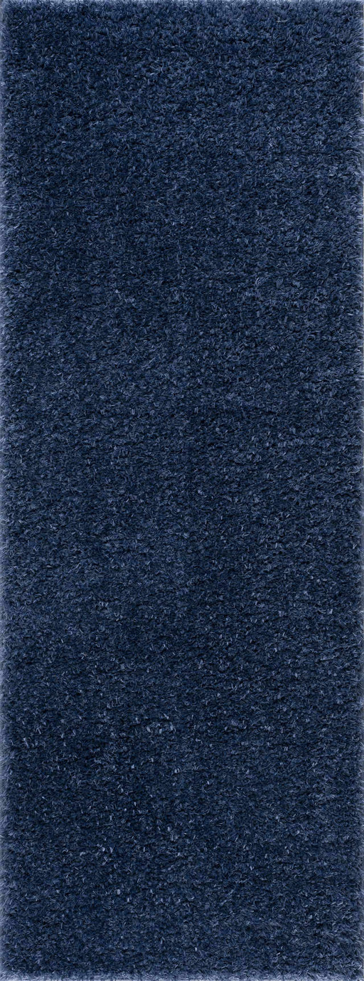 Hauteloom Faina Solid Dark Blue Shag Rug Washable