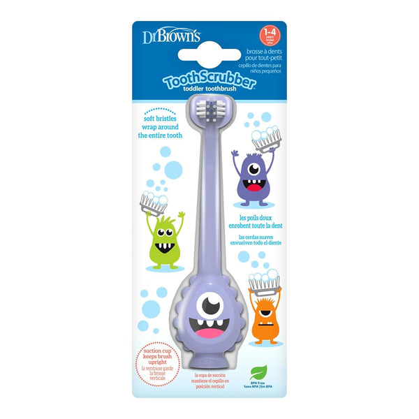 Dr. Brown's ToothScrubber Toddler Toothbrush, Monster, Purple, 1-Pack