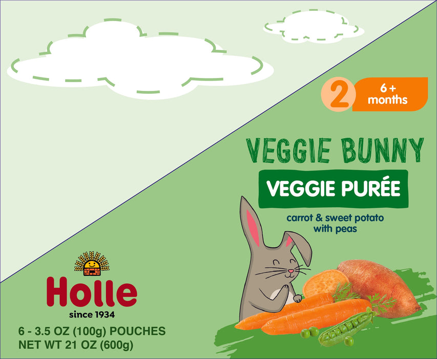 Holle Baby Food Pouches - Organic Veggie Puree - Veggie Bunny