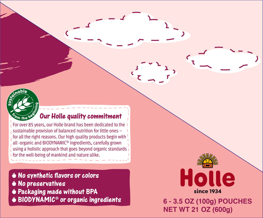 Holle Baby Food Pouches - Organic Fruit & Veggie Puree - Zebra Beet