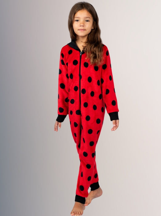 Mia Belle Girls Mommy and Me Ladybug Hoodie Onesie Pajamas