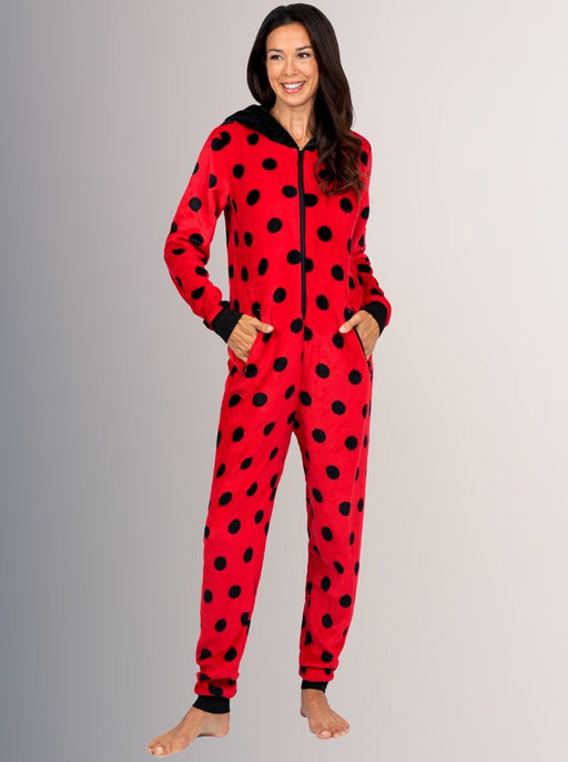 Mia Belle Girls Mommy and Me Ladybug Hoodie Onesie Pajamas