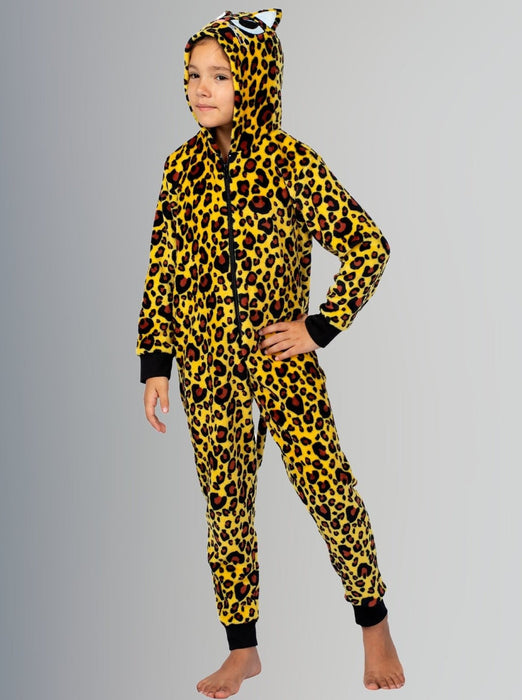 Mia Belle Girls Mommy and Me Leopard Hoodie Onesie Pajamas